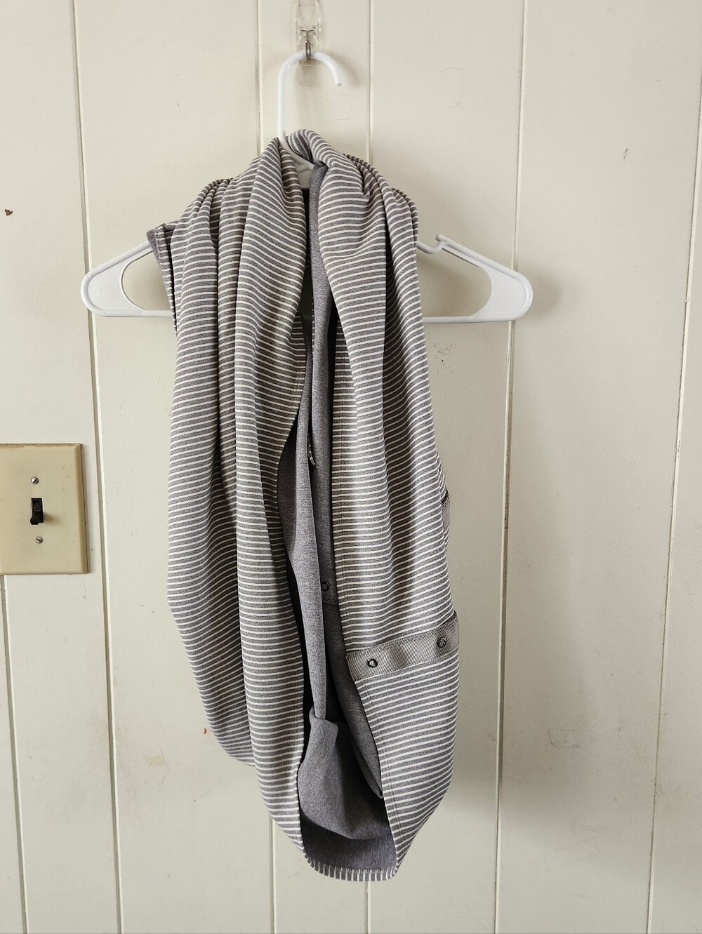 Lululemon Striped Knit Infinity Scarf – Gray & White